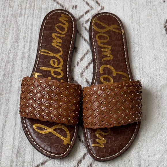 Sam Edelman Tan Studded Slide Sandals - Picture 1 of 15